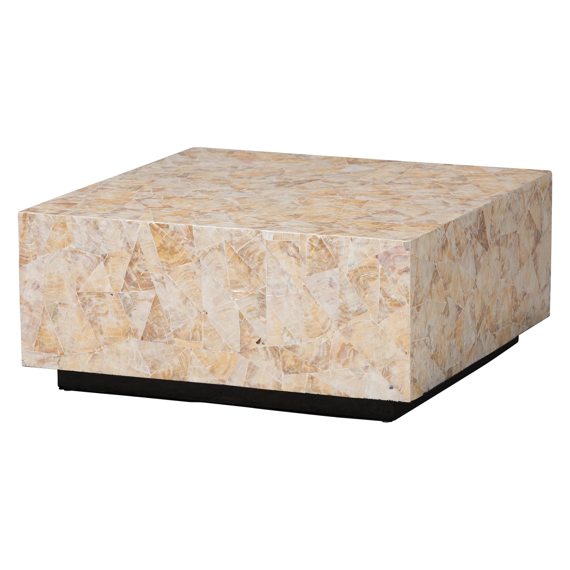 bali & pari Fraley Capiz Shell Coffee Table with Plinth Base